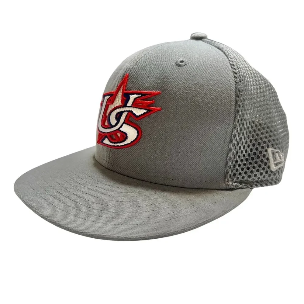 New Era USA Baseball Hat 59Fifty Cap Embroidered Star Logo Gray Mens Size 7